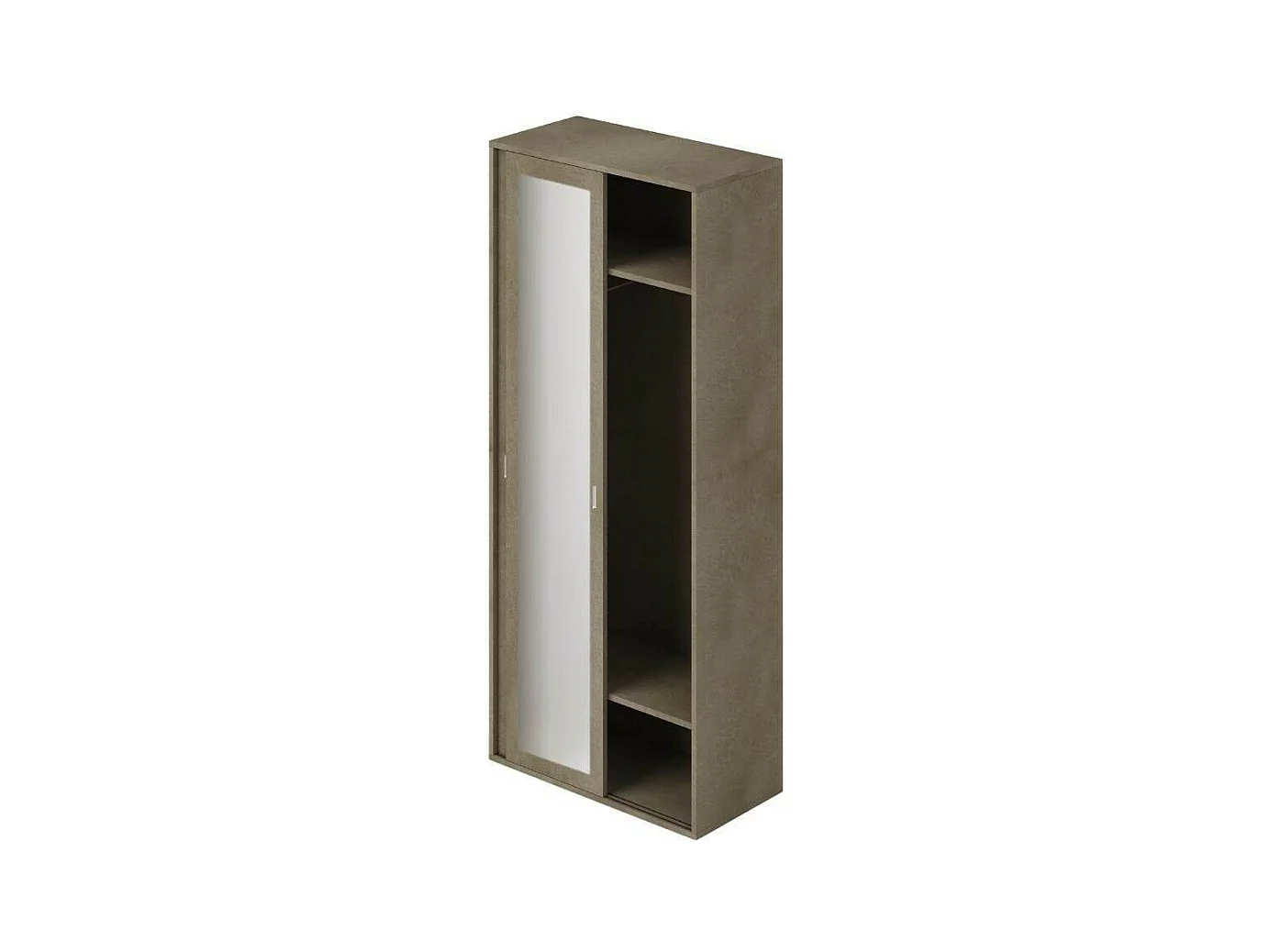 Armadio due ante scorrevoli 90x43x212h con appendiabiti e specchio colore argilla