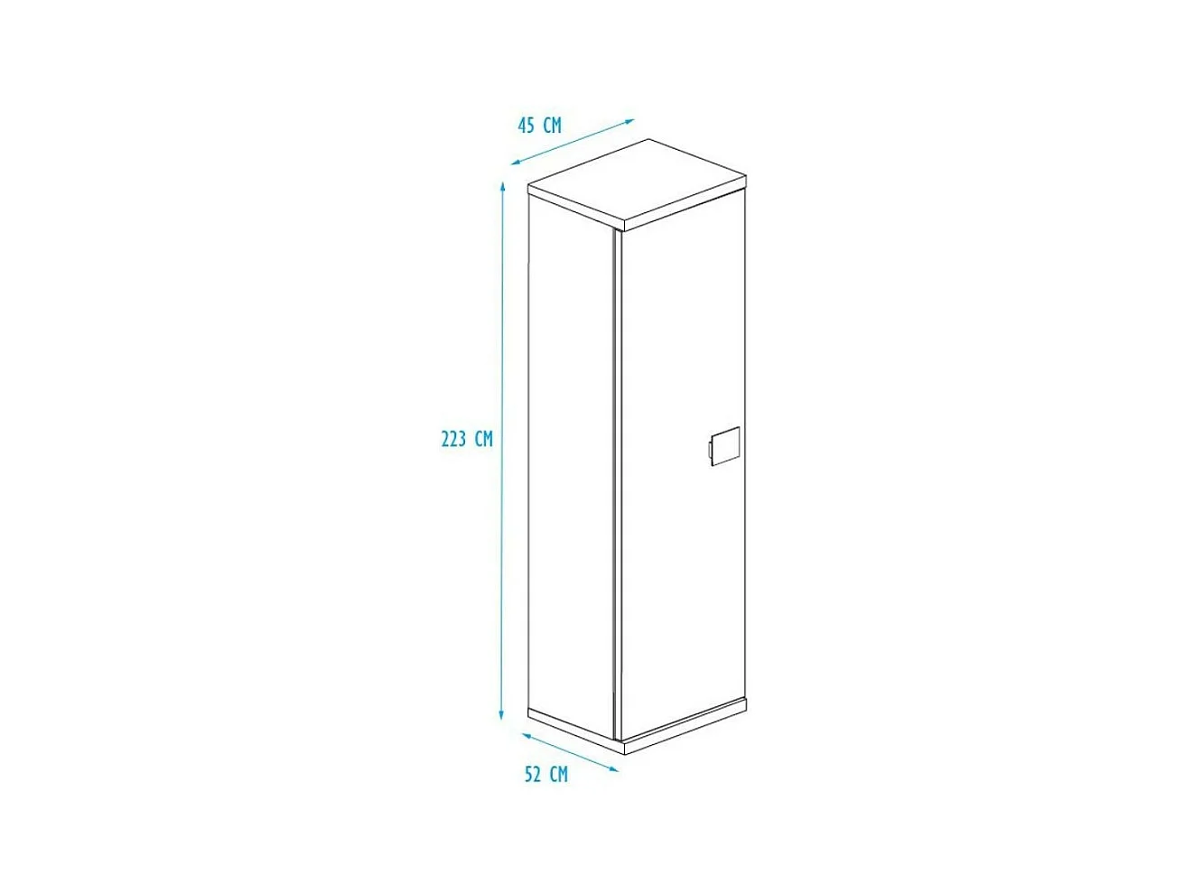 Armadio con anta 45x52x223 colore bianco consumato
