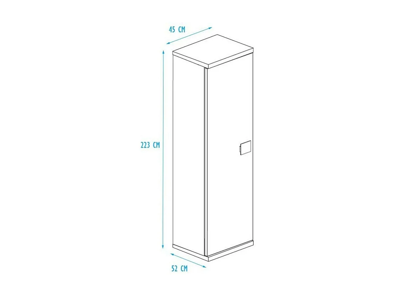 Armadio con anta 45x52x223 colore bianco consumato