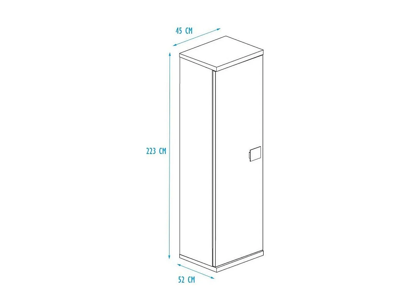 Armadio con anta 45x52x223 colore bianco consumato