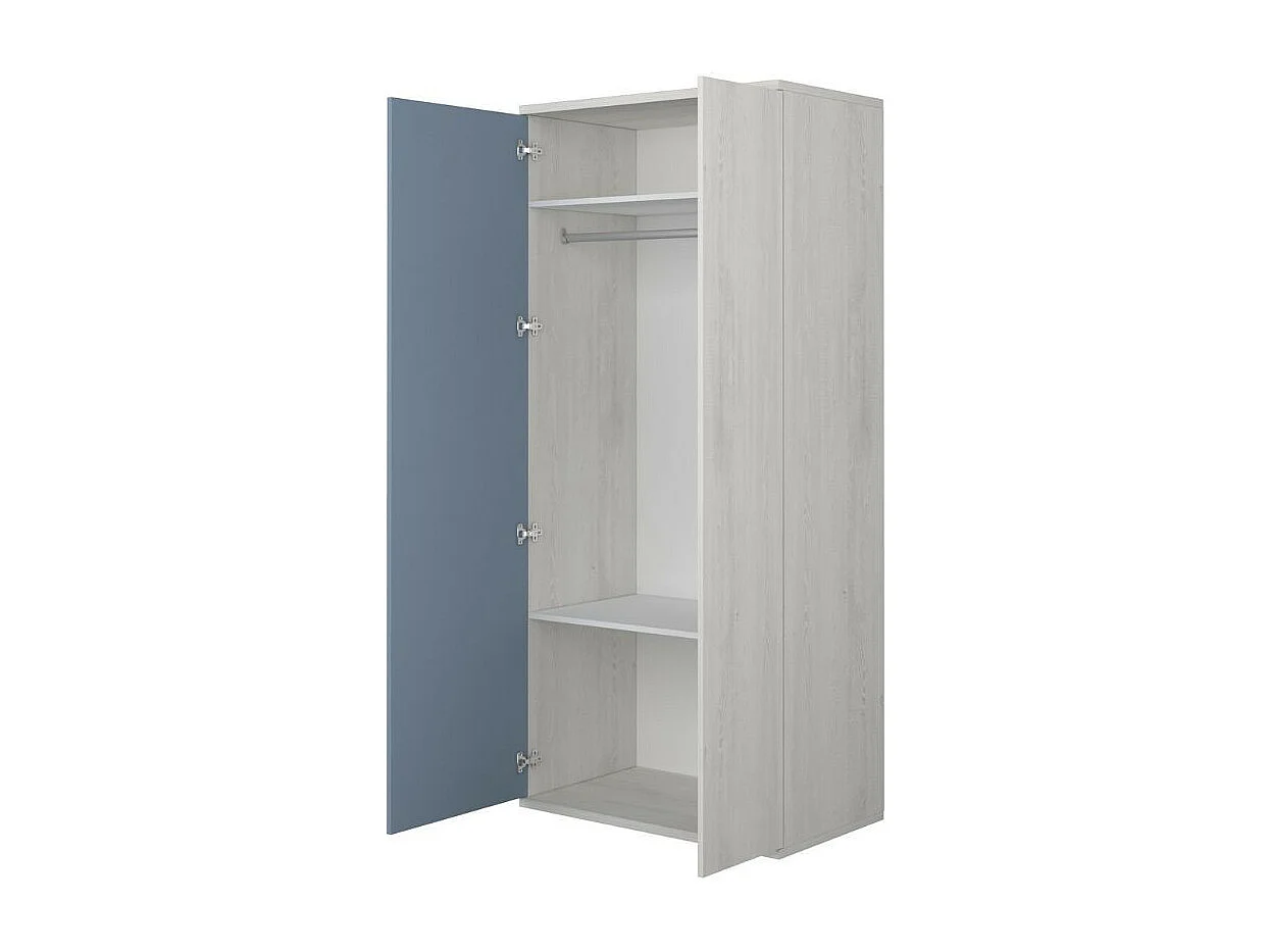 Armadio 2 ante 90x52x223 colore bianco consumato celeste