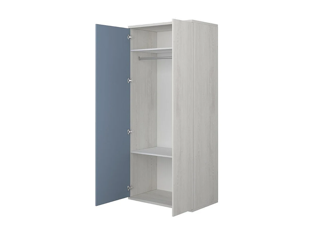 Armadio 2 ante 90x52x223 colore bianco consumato celeste