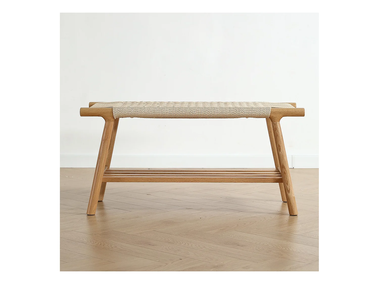 Banc bois chêne et corde 90 cm