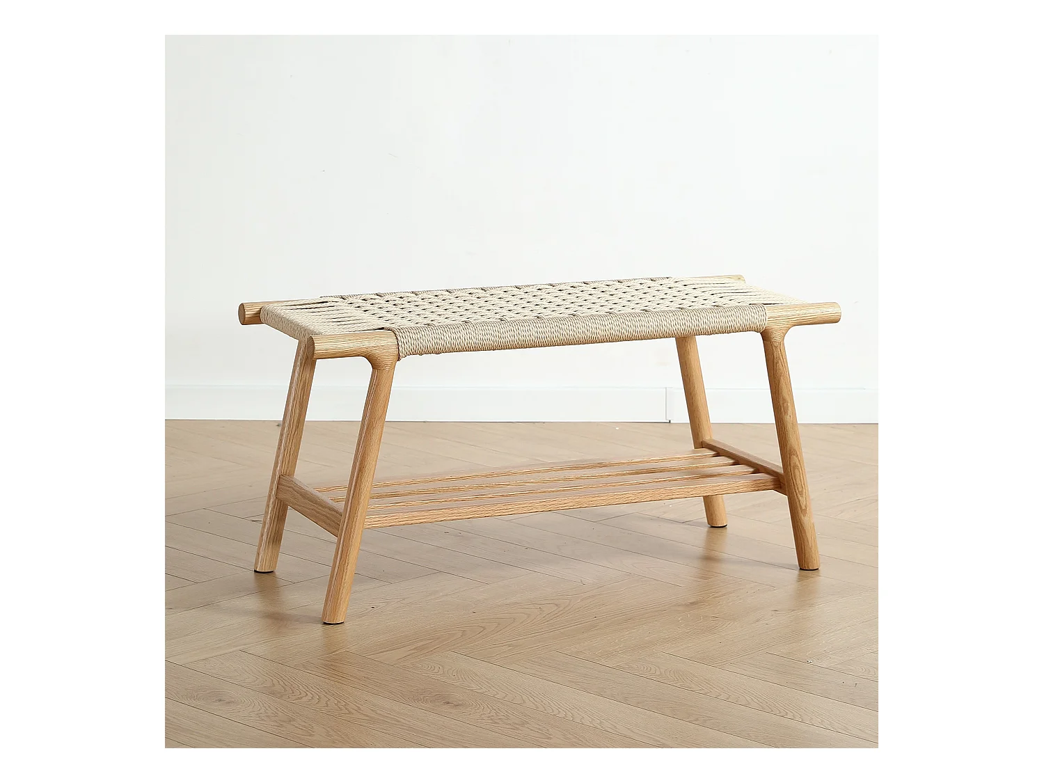 Banc bois chêne et corde 90 cm