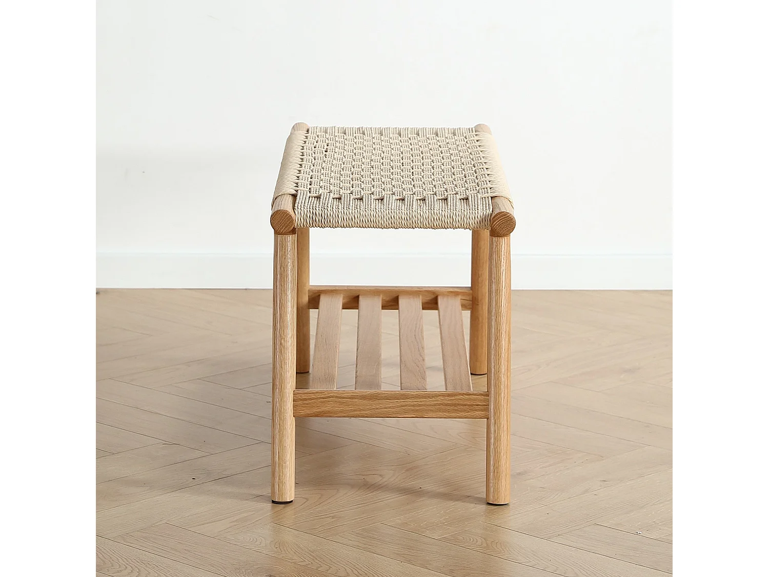 Banc bois chêne et corde 90 cm