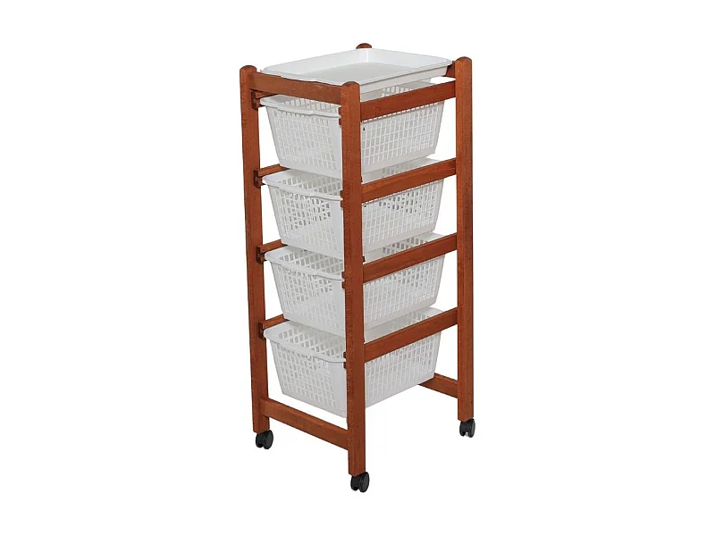 Carrello da cucina 4 cestini estraibili ed un vassoio Jolly Eco colore ciliegio