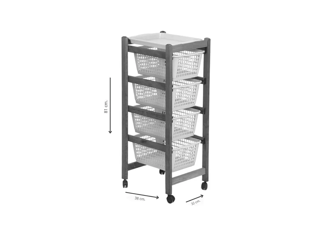 Carrello da cucina 4 cestini estraibili ed un vassoio Jolly Eco colore ciliegio