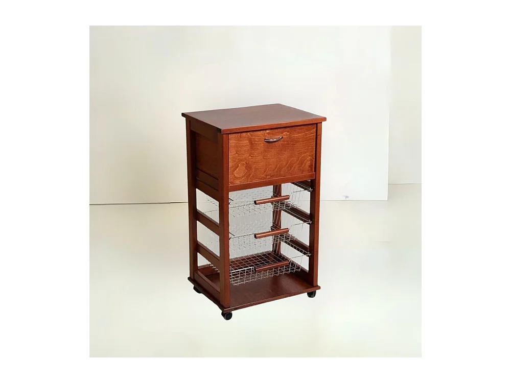 Carrello da cucina 3 cestini estraibili ed un cassetto portapane Vesuvio colore  ciliegio