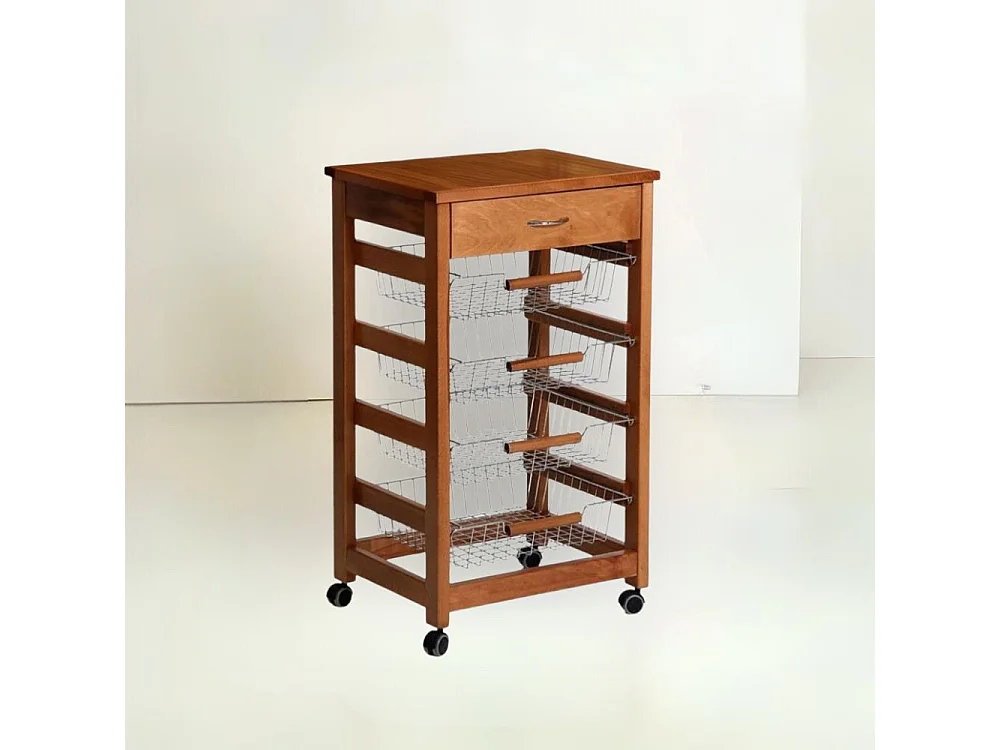 Carrello da cucina 4 cestini estraibili ed un cassetto Vesuvio colore rovere