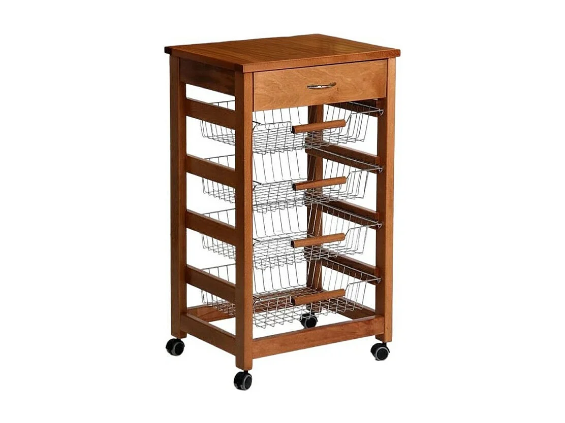 Carrello da cucina 4 cestini estraibili ed un cassetto Vesuvio colore rovere