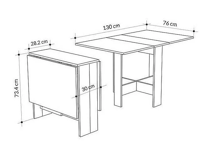 Tavolo pieghevole salvaspazio Artemio colore cemento