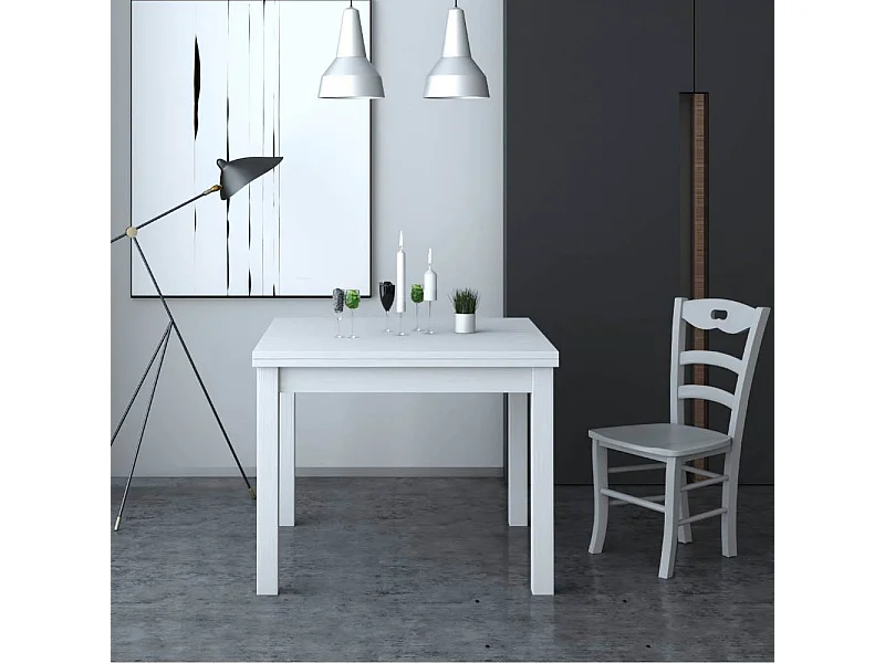 Tavolo raddoppiabile Firenze 90x90 colore bianco frassinato