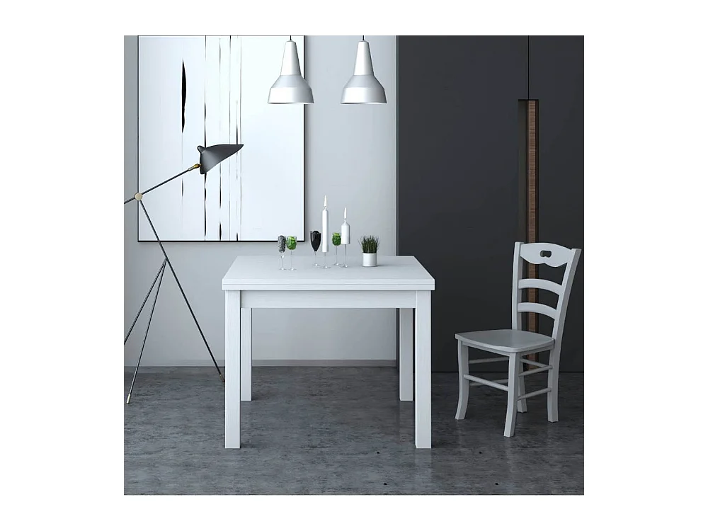 Tavolo raddoppiabile Firenze 90x90 colore bianco frassinato