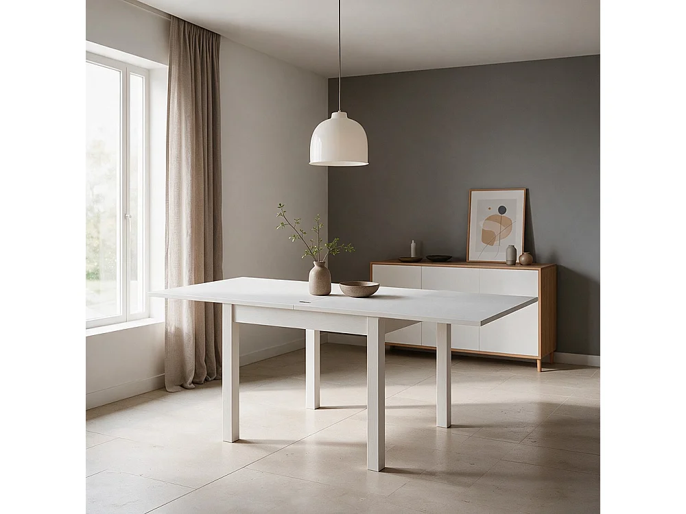Tavolo raddoppiabile Firenze 90x90 colore bianco frassinato