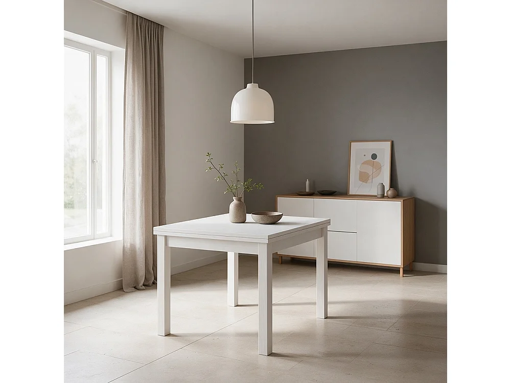 Tavolo raddoppiabile Firenze 90x90 colore bianco frassinato
