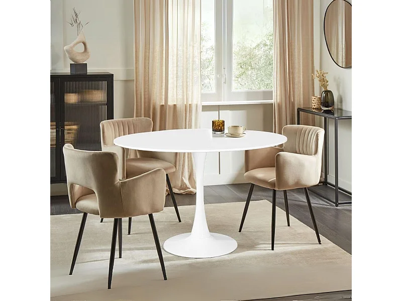 Tavolo rotondo Derek 120x120x73H colore bianco opaco