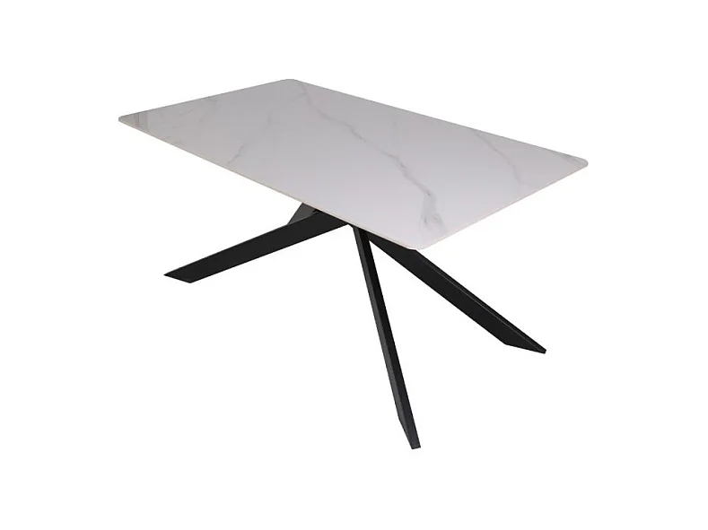 Tavolo rettangolare Star piano ceramica effetto marmo bianco lucido