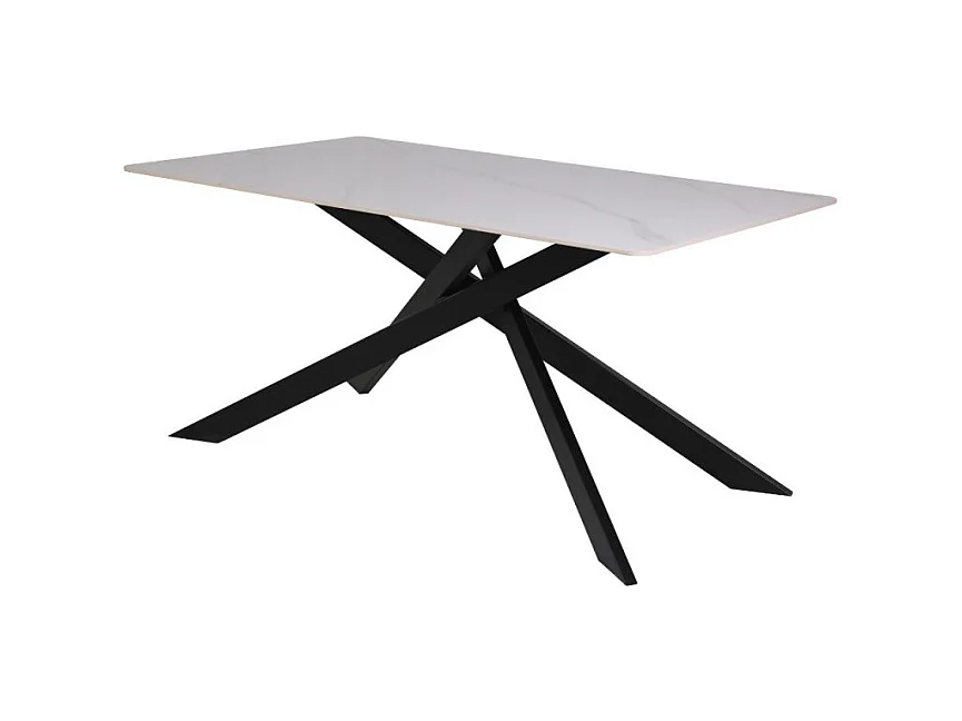 Tavolo rettangolare Star piano ceramica effetto marmo bianco lucido