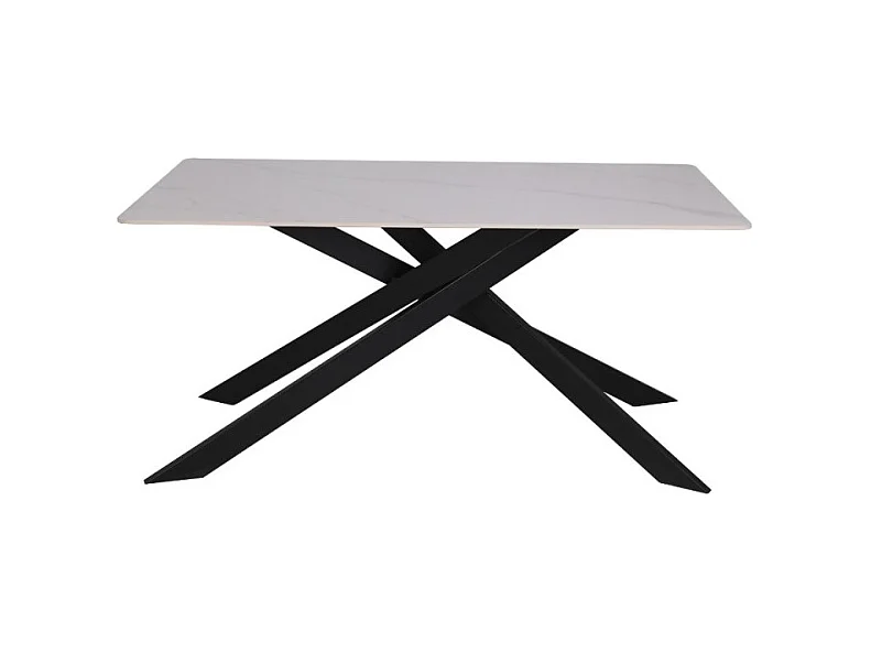 Tavolo rettangolare Star piano ceramica effetto marmo bianco lucido