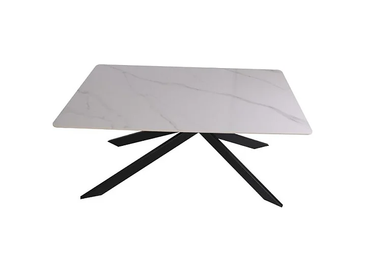 Tavolo rettangolare Star piano ceramica effetto marmo bianco lucido