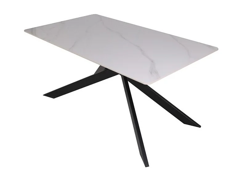Tavolo rettangolare Star piano ceramica effetto marmo bianco lucido
