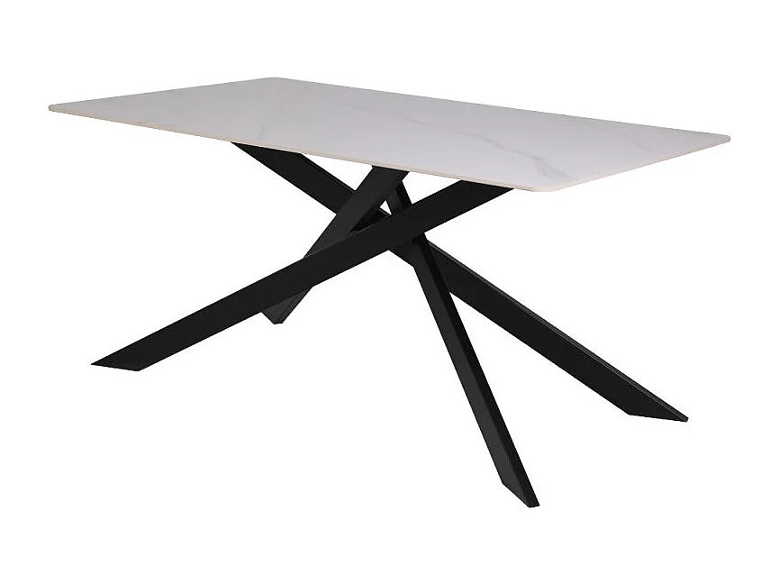 Tavolo rettangolare Star piano ceramica effetto marmo bianco lucido