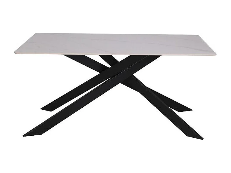 Tavolo rettangolare Star piano ceramica effetto marmo bianco lucido