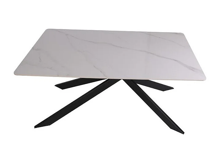 Tavolo rettangolare Star piano ceramica effetto marmo bianco lucido