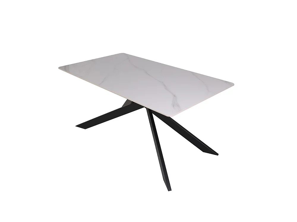 Tavolo rettangolare Star piano ceramica effetto marmo bianco lucido