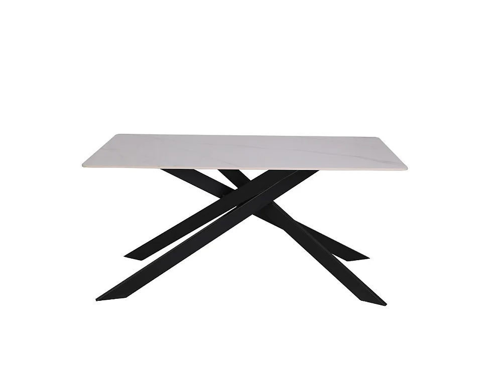 Tavolo rettangolare Star piano ceramica effetto marmo bianco lucido