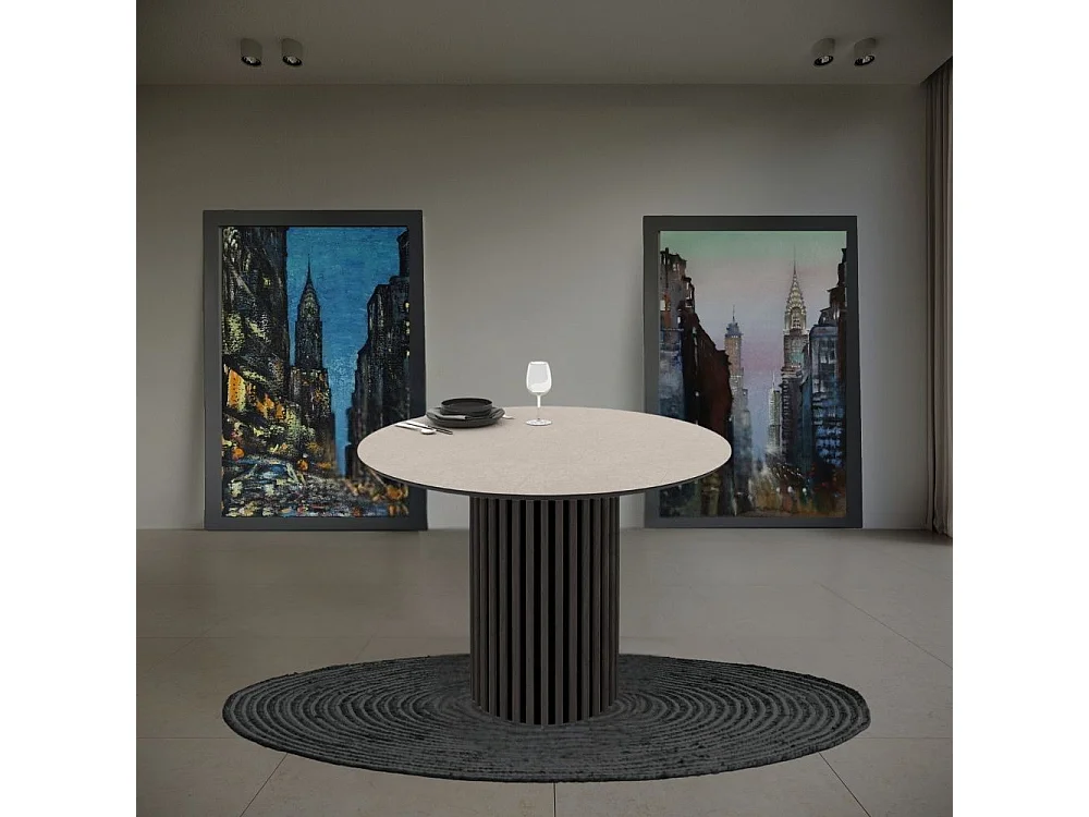 Tavolo rotondo Olympus piano cashmere 110x110x76H