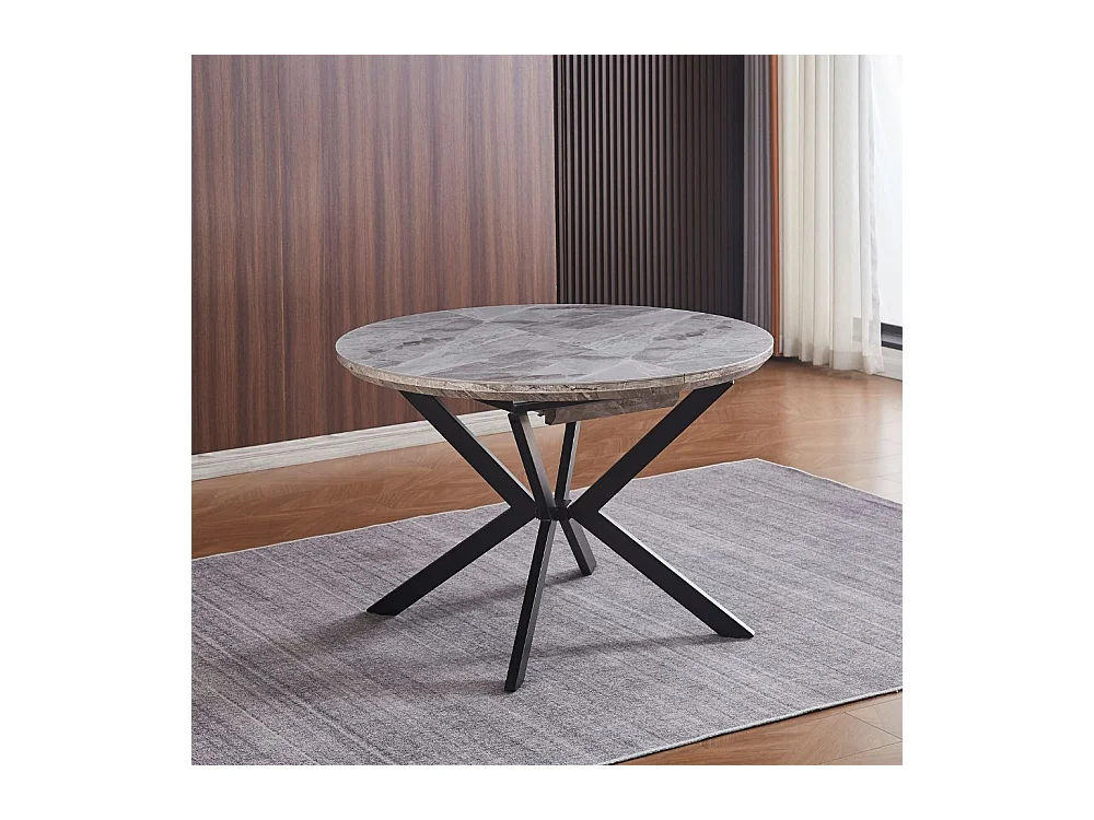 Tavolo rotondo allungabile Evelina piano effetto marmo grigio lucido 120x120x76H