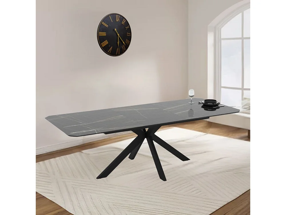 Tavolo allungabile Opera effetto marmo nero gold lucido 180x100x76H