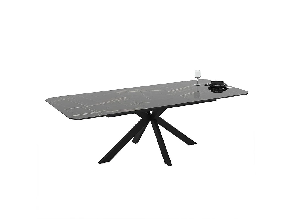 Tavolo allungabile Opera effetto marmo nero gold lucido 180x100x76H