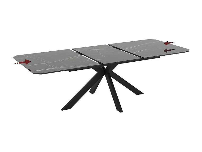 Tavolo allungabile Opera effetto marmo nero gold lucido 180x100x76H