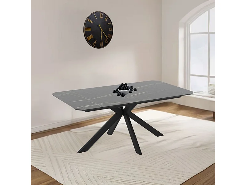 Tavolo allungabile Opera effetto marmo nero gold lucido 180x100x76H