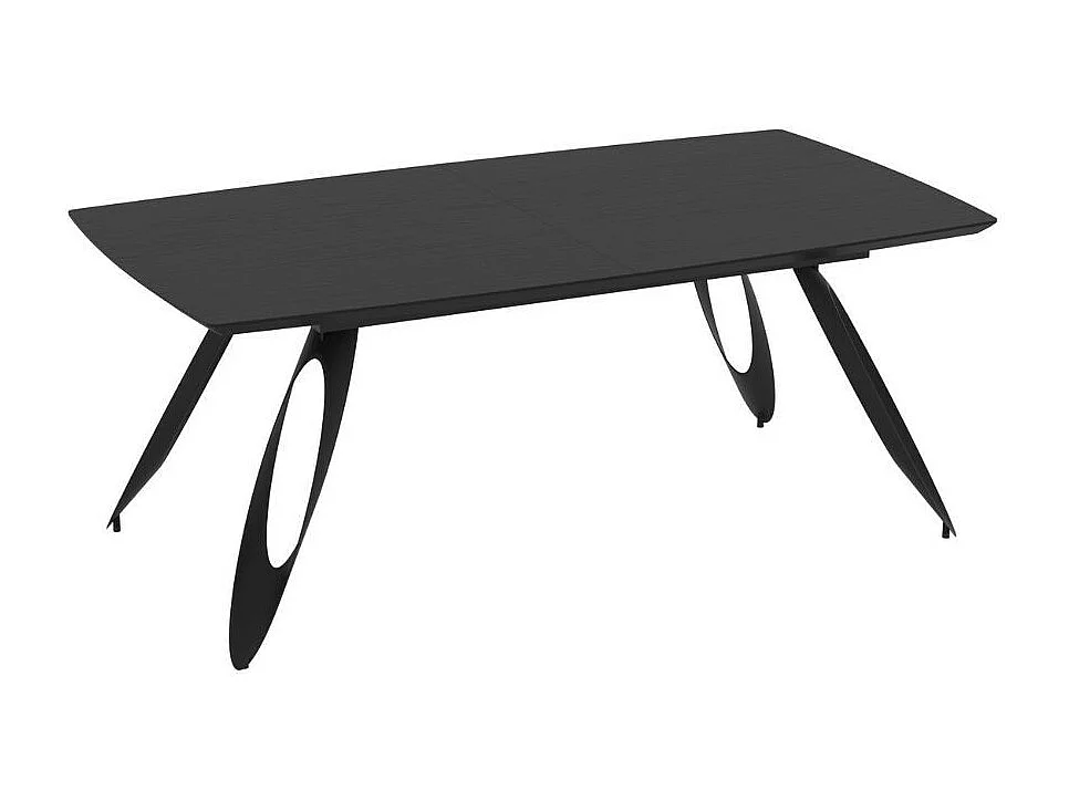 Tavolo allungabile Merkur con gambe in metallo sagomate e piano colore nero 190x103x76H