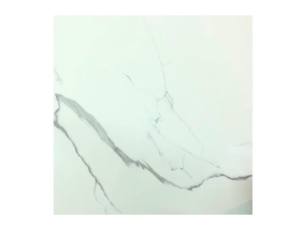 Tavolo allungabile Nefti top ceramica bianco statuario lucido e gambe in metallo bianco 160x90x76h