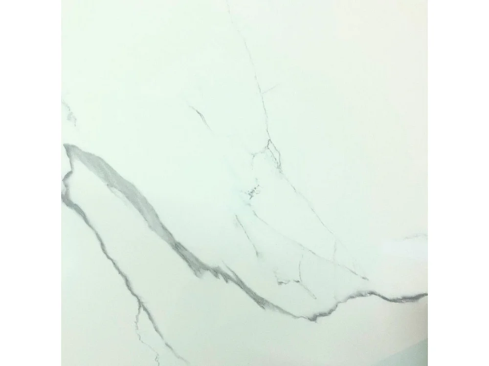 Tavolo allungabile Nefti top ceramica bianco statuario lucido e gambe in metallo bianco 160x90x76h