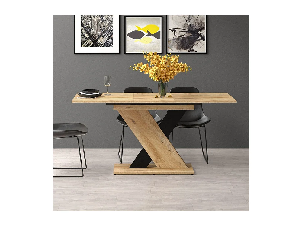Tavolo allungabile rovere con dettaglio nero Axi 120x75x76H