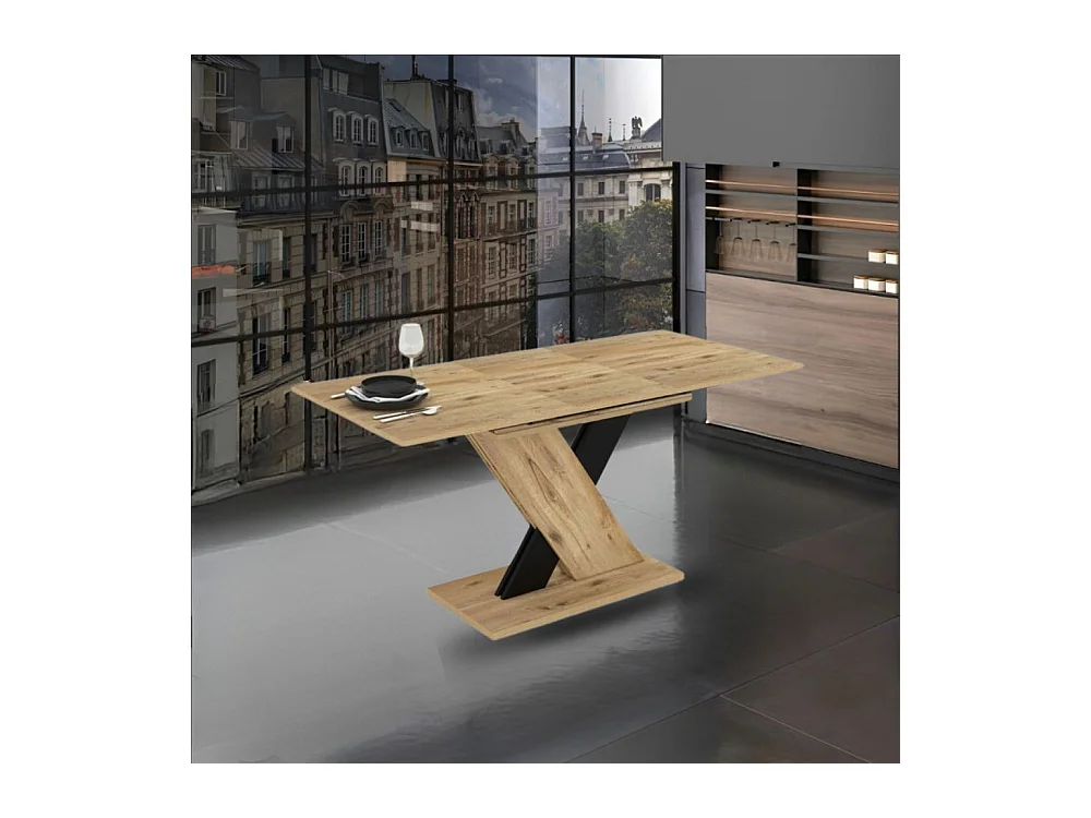 Tavolo allungabile rovere con dettaglio nero Axi 120x75x76H
