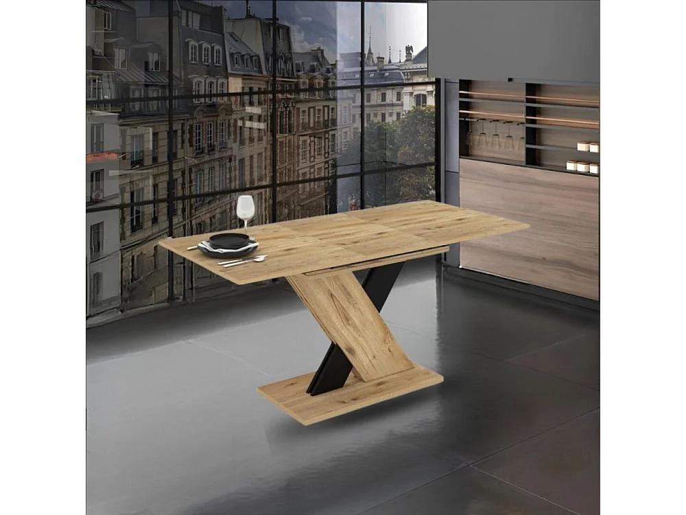 Tavolo allungabile rovere con dettaglio nero Axi 120x75x76H