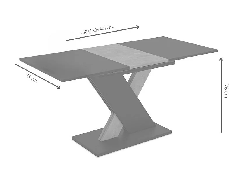 Tavolo allungabile rovere con dettaglio nero Axi 120x75x76H