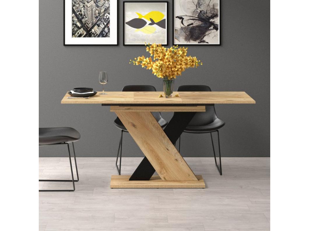 Tavolo allungabile rovere con dettaglio nero Axi 120x75x76H