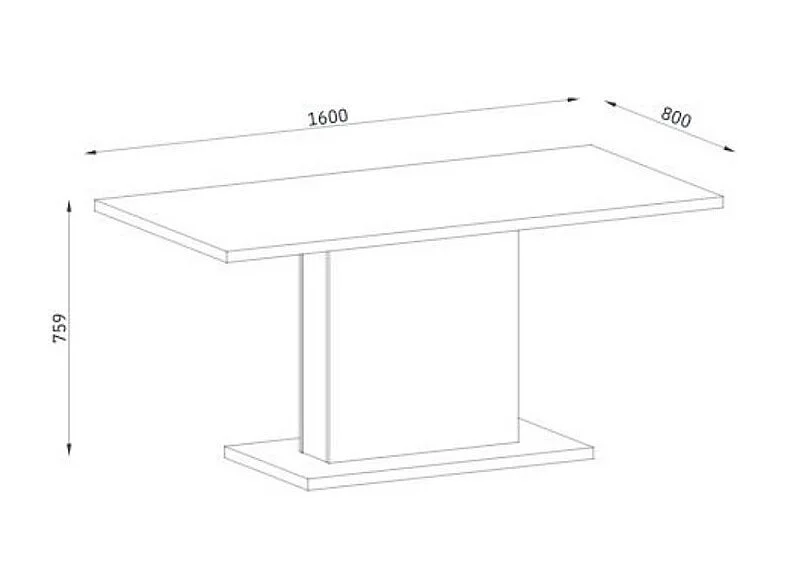 Tavolo rettangolare Follow162 160x80x76h colore rovere