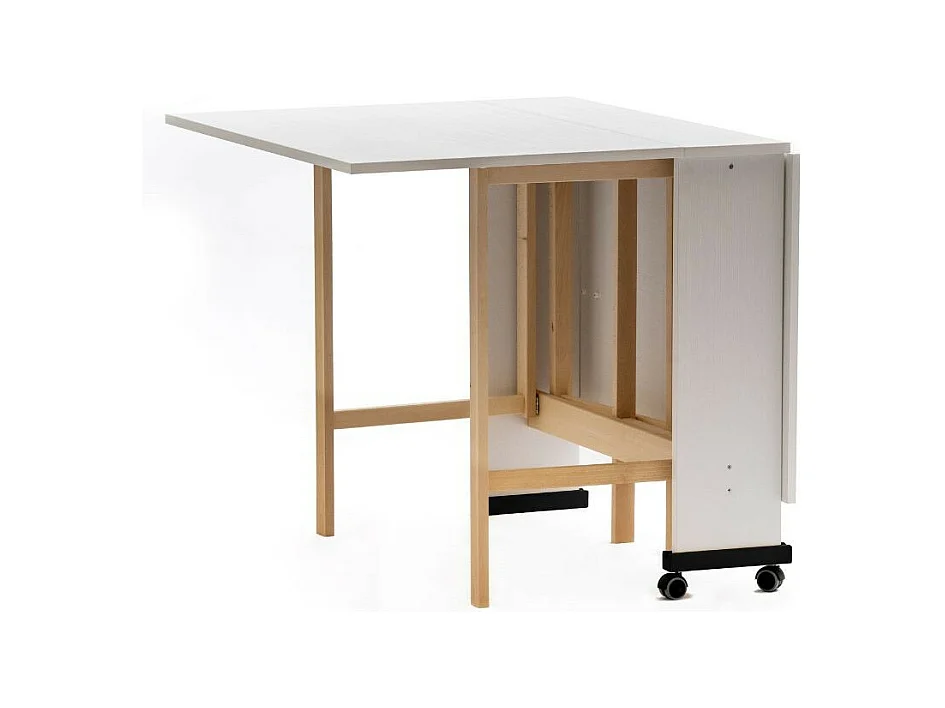 Tavolo Salvaspazio Trio Pieghevole 24x90x78 cm Bianco Frassinato