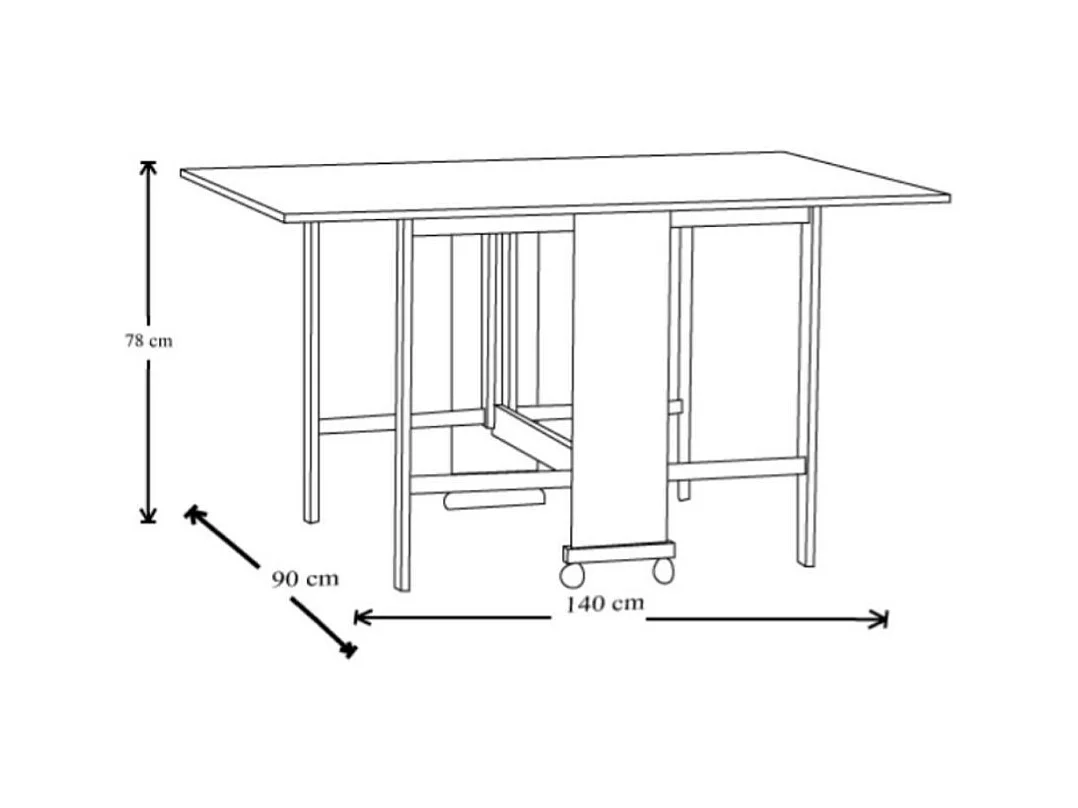 Tavolo Salvaspazio Trio Pieghevole 24x90x78 cm Bianco Frassinato
