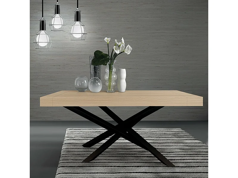 Tavolo allungabile Gondar 160x90 colore olmo con base iron grafite