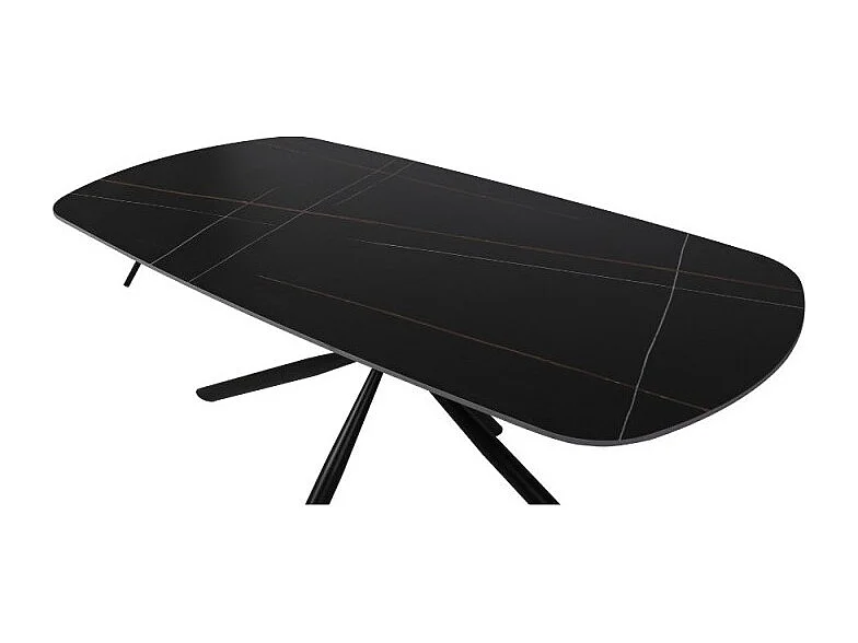 Tavolo Style con piano in ceramica effetto marmo nero opaco e oro