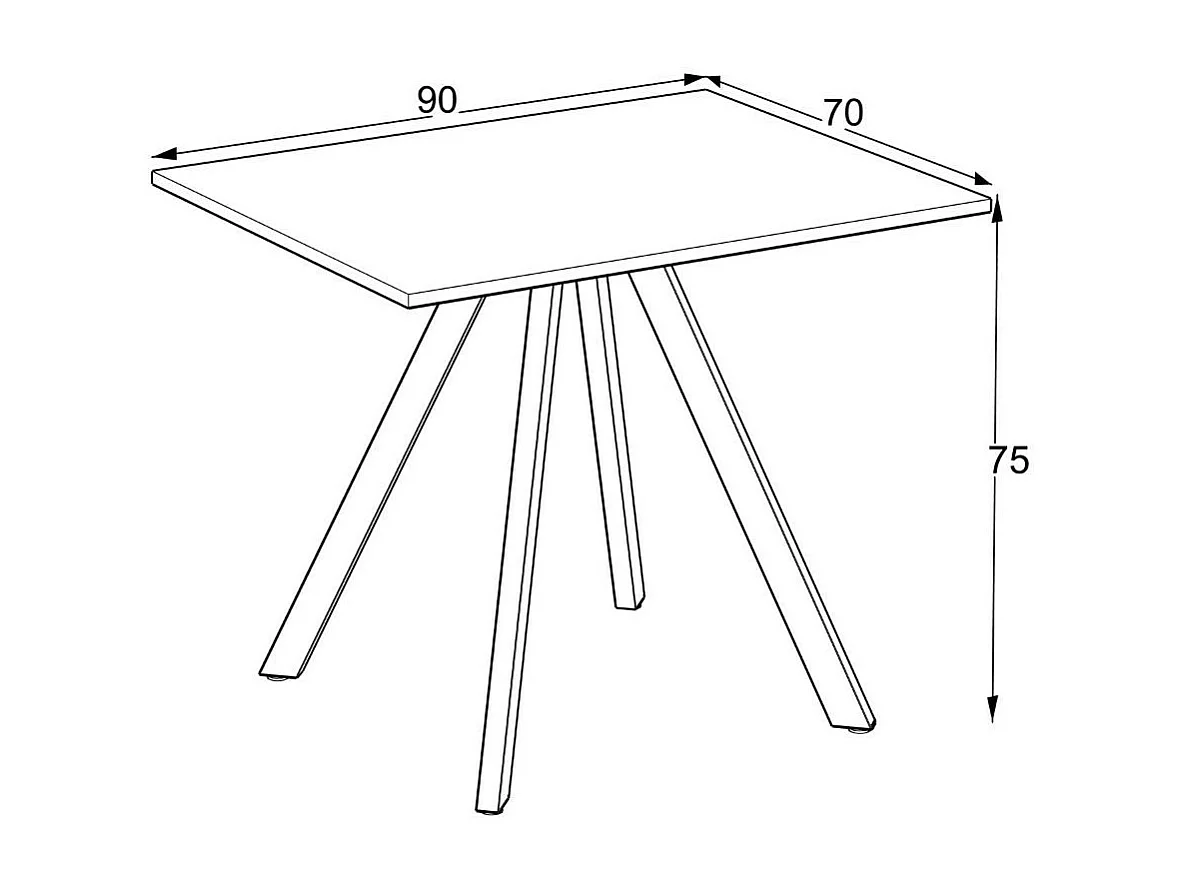 Tavolo rettangolare Fisso rovere Lucas: Eleganza e Stile 90x70x75H
